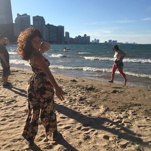 UO Floral Romper with Cut Out